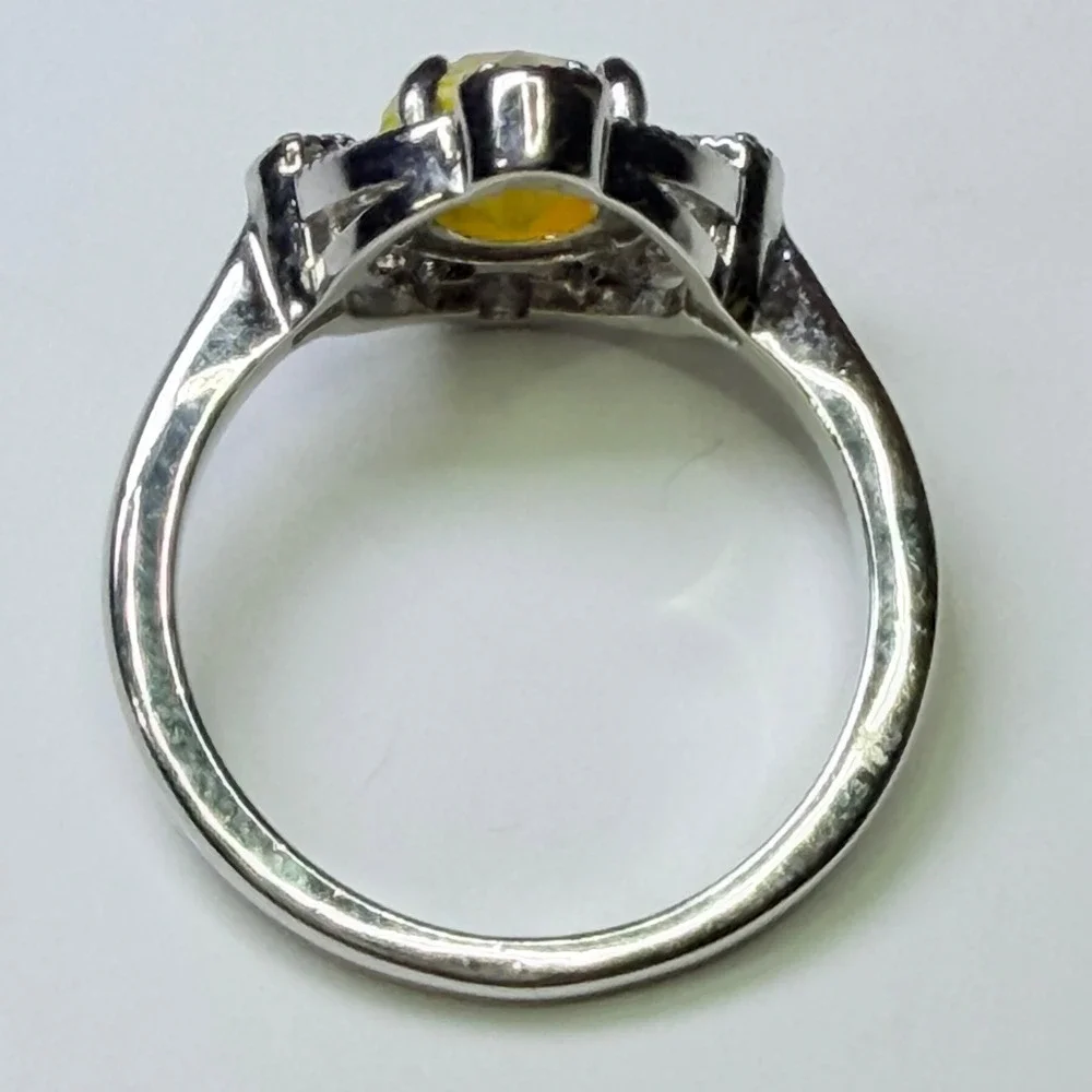 Fragrant Jewels Aureus Womens Yellow Crystal Halo Ring Silver Tone Size 5
